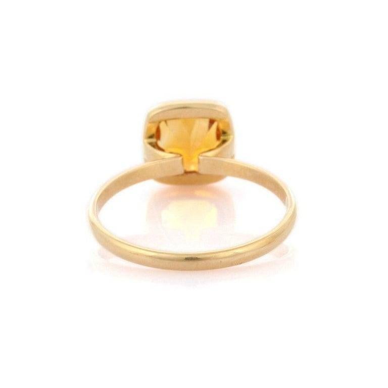 En vente :  Bague solitaire en or jaune 18k avec citrine au design minimaliste Bijoux de tous les jours 7