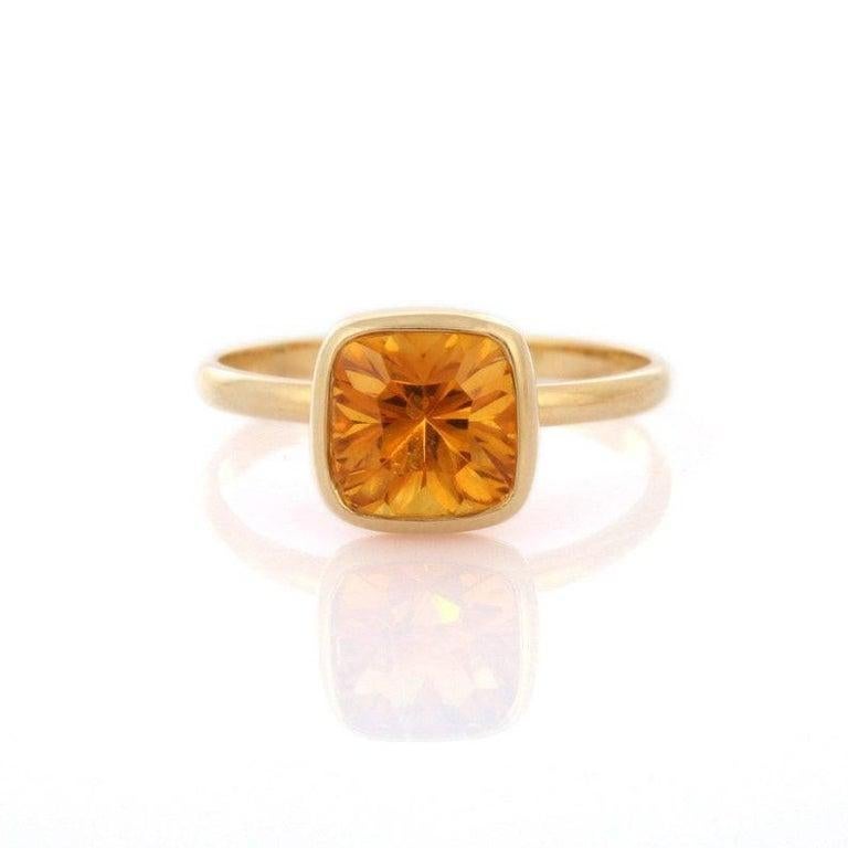 En vente :  Bague solitaire en or jaune 18k avec citrine au design minimaliste Bijoux de tous les jours 9