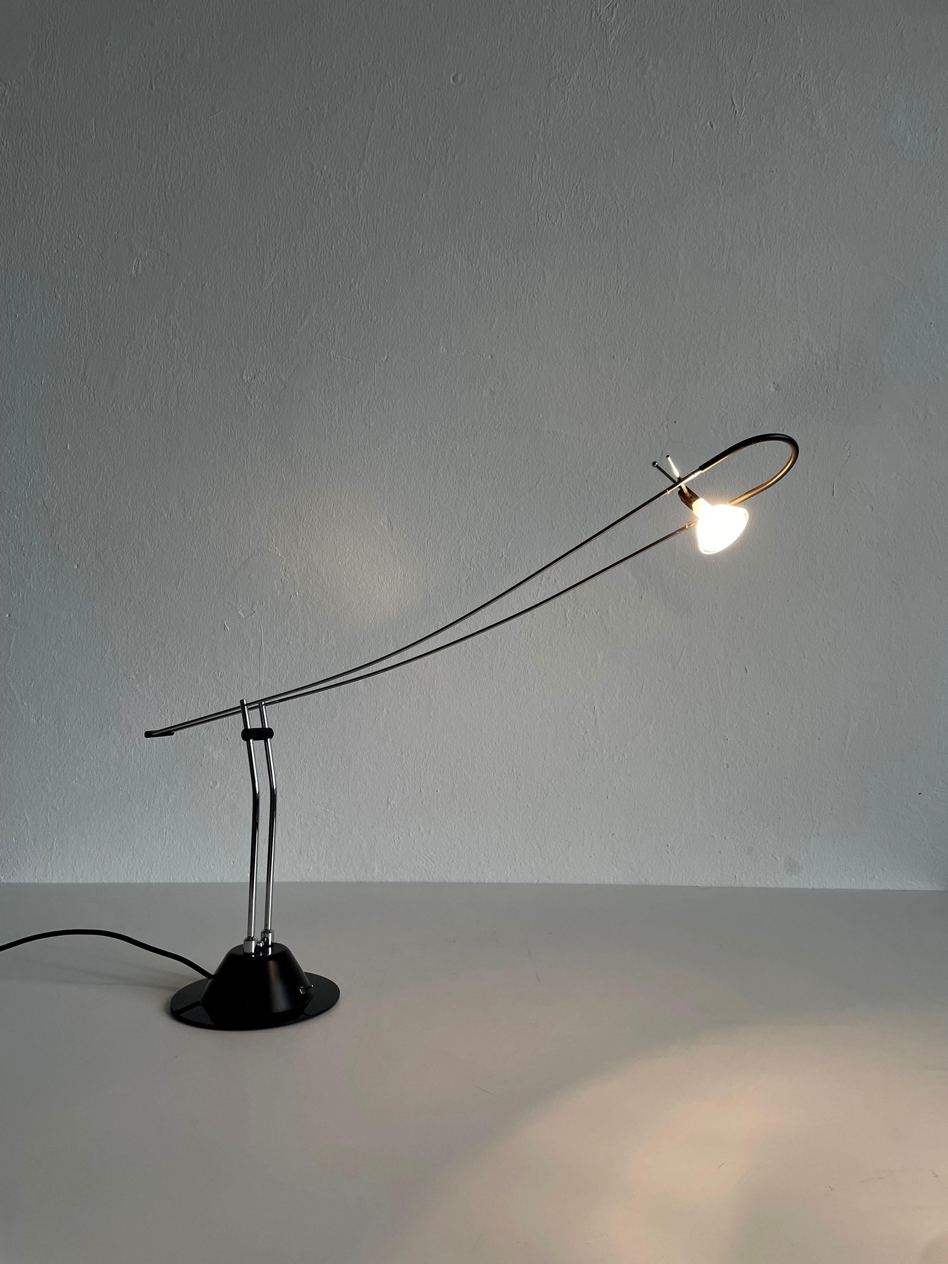 Metal Minimalist Design Halogen Desk Lamp, Writing Desk Lamp, Architect's Lamp, 1990s For Sale