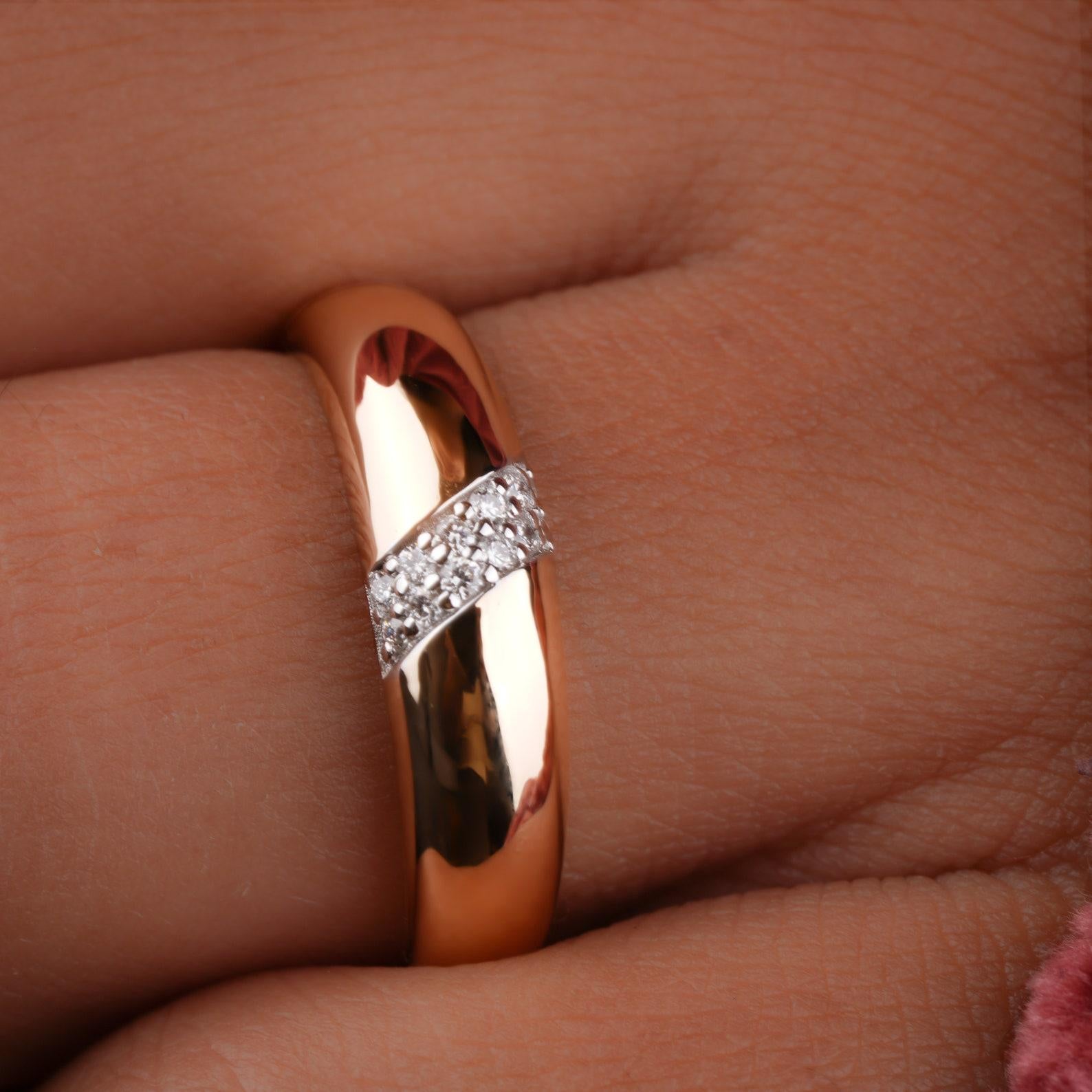 Anello a cupola alta dal design minimalista Anello con bolla di diamanti in oro 14k per lei. in vendita 5