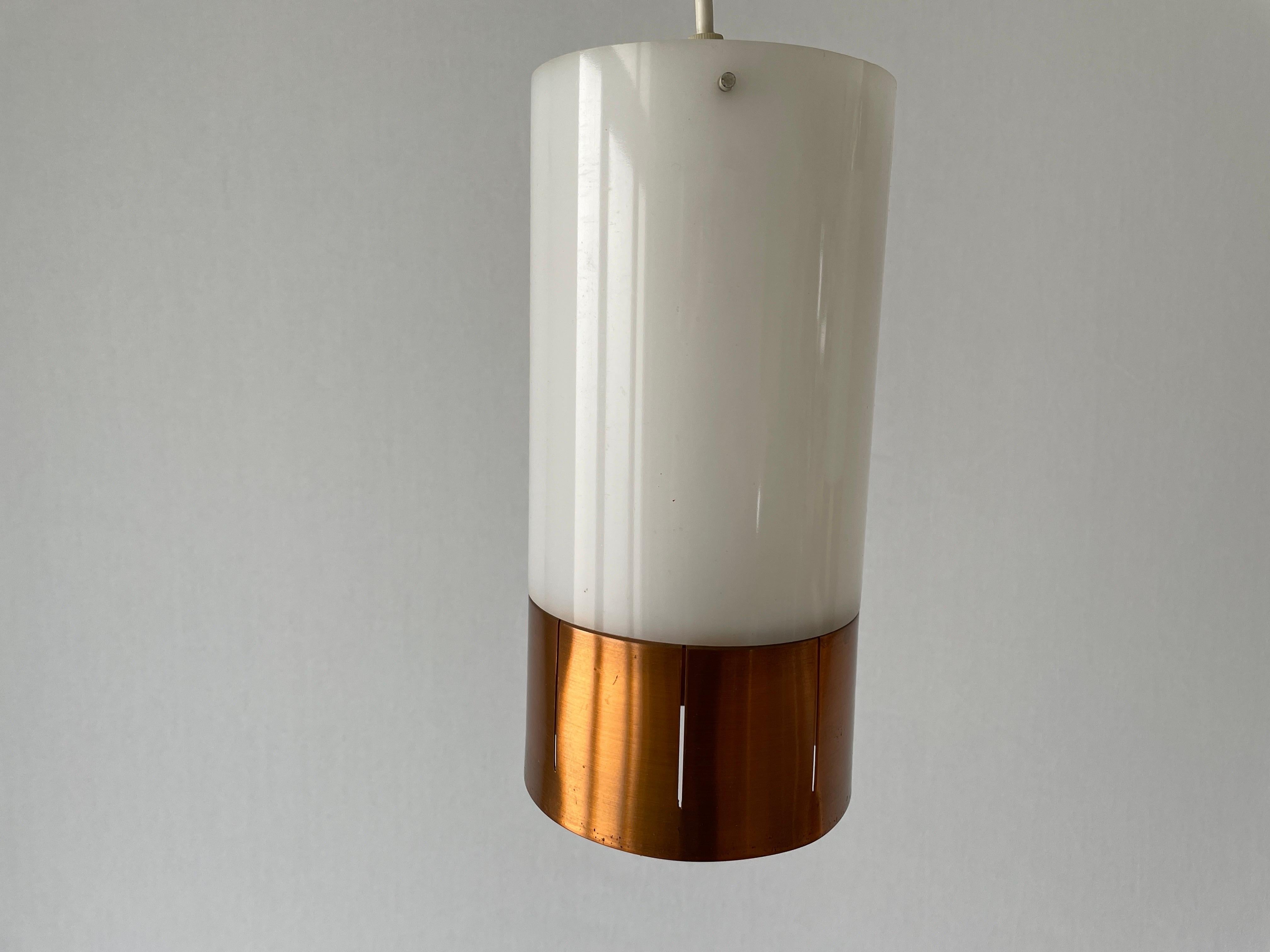 Mid-20th Century Minimalist Design Metal  Plexiglass Triple Shade Pendant Lamp, 1960s, Germany For Sale