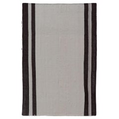 Minimalist Design off White and Brown Colored Retro Turkish Kilim Rug