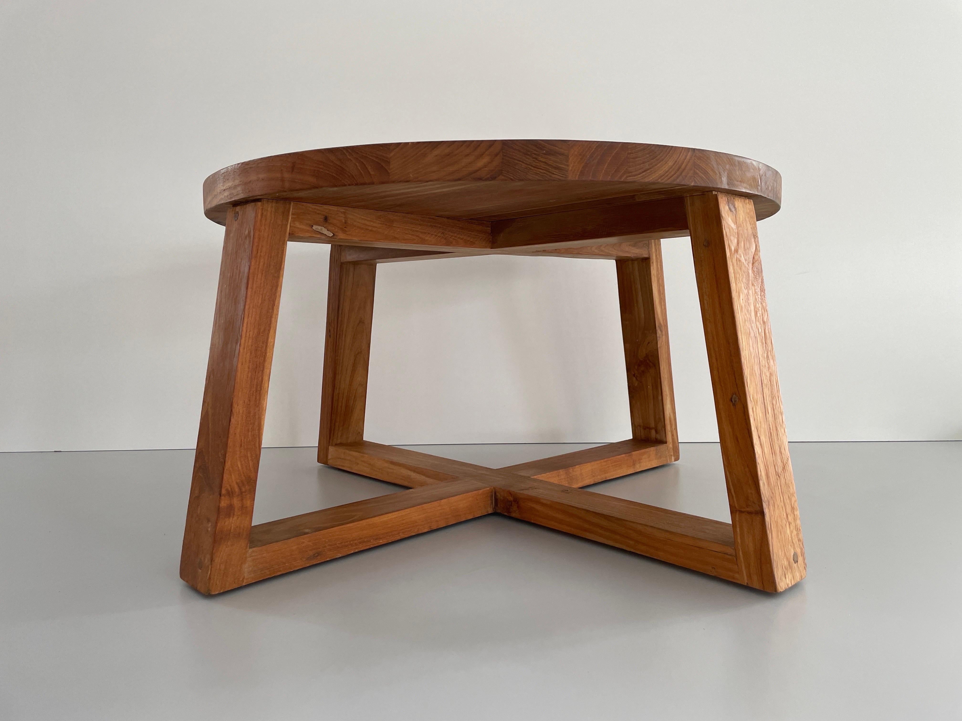 Mid-Century Modern Minimalist Design Round Thick Wood Living Room Table, 1960s, Denmark