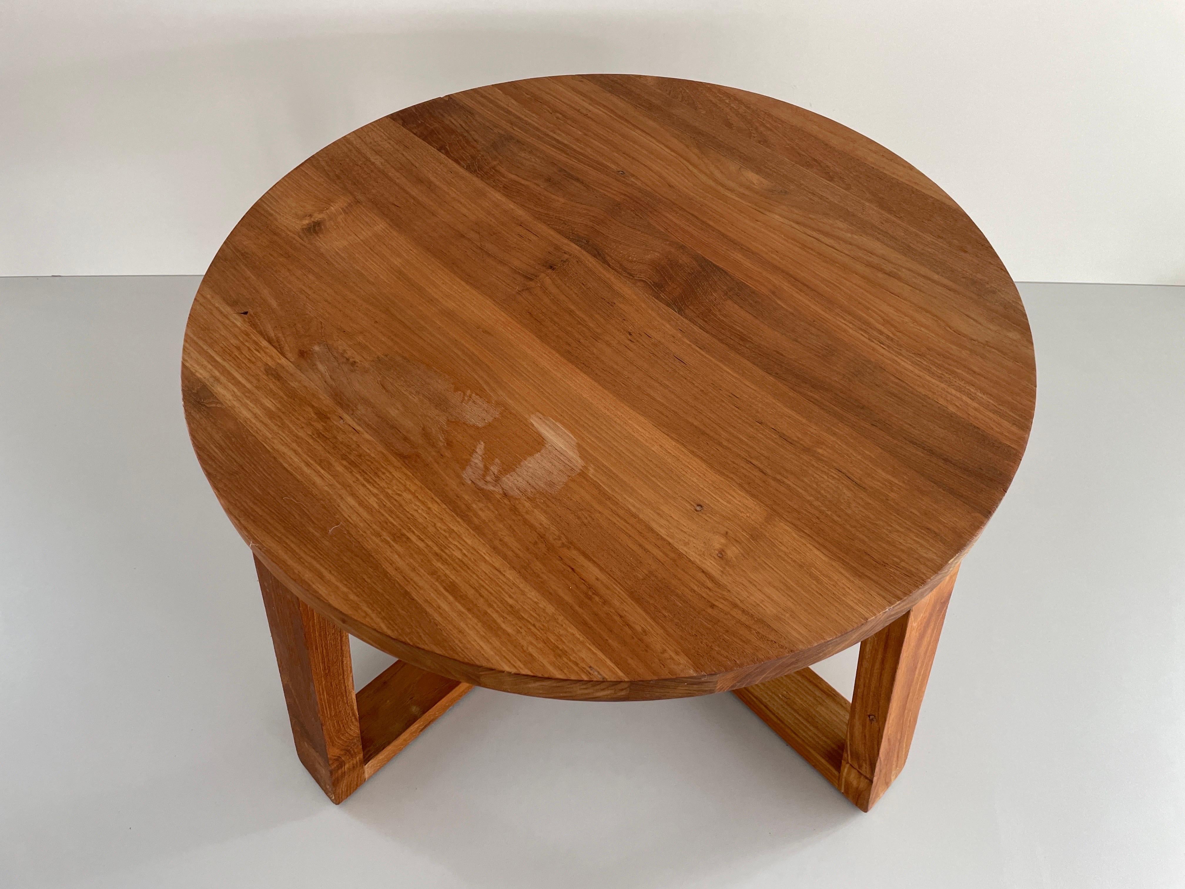 Minimalist Design Round Thick Wood Living Room Table, 1960s, Denmark 1