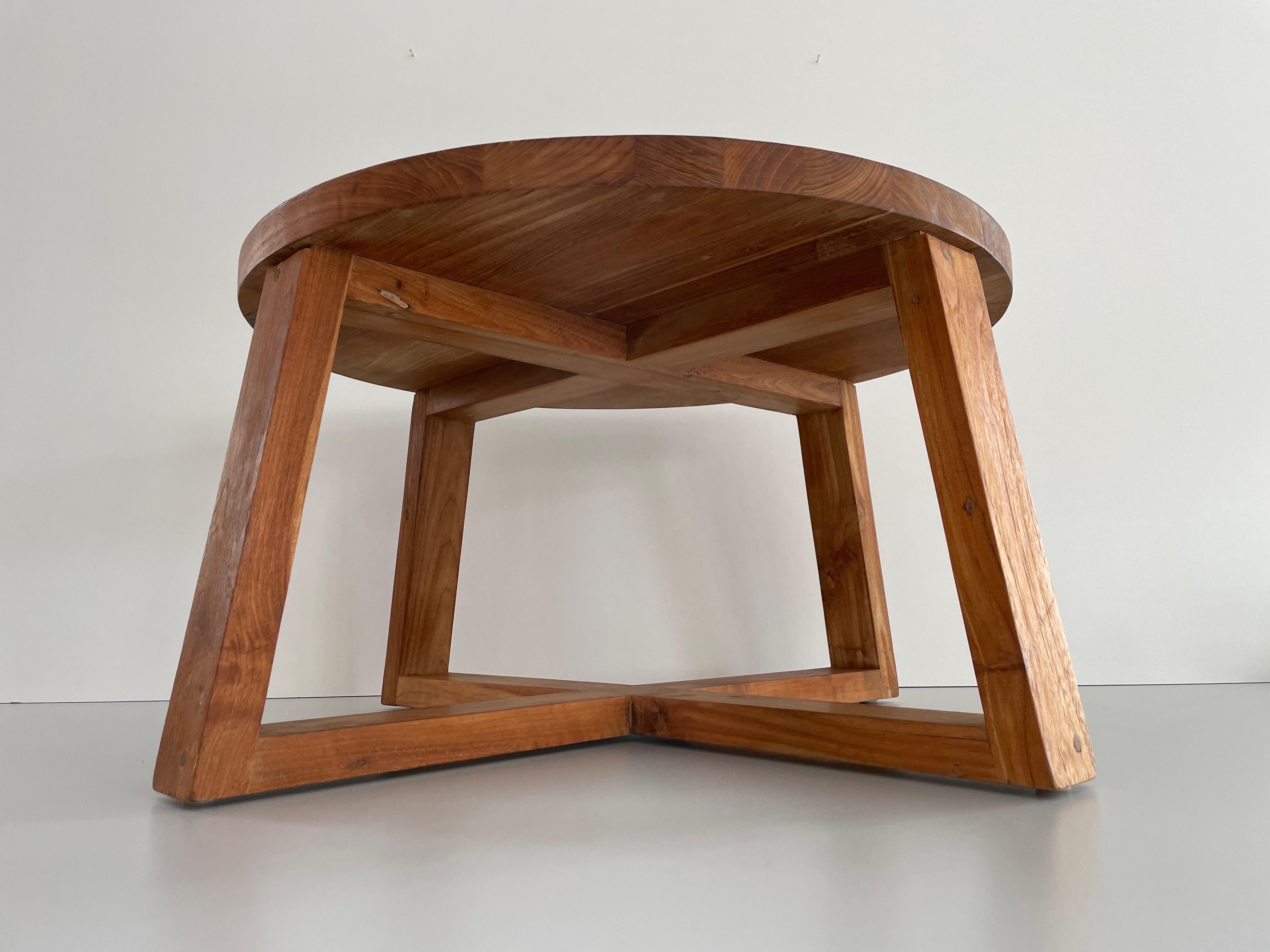 Minimalist Design Round Thick Wood Living Room Table, 1960s, Denmark 2