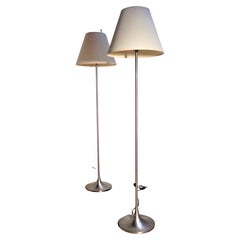 Minimalist Design Tulip Base Nickel Metal Floor Lamps by Laurel, Circa 1960