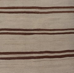 Minimalist Design Vintage Kilim Runner with Stripes in Brown and Ivory