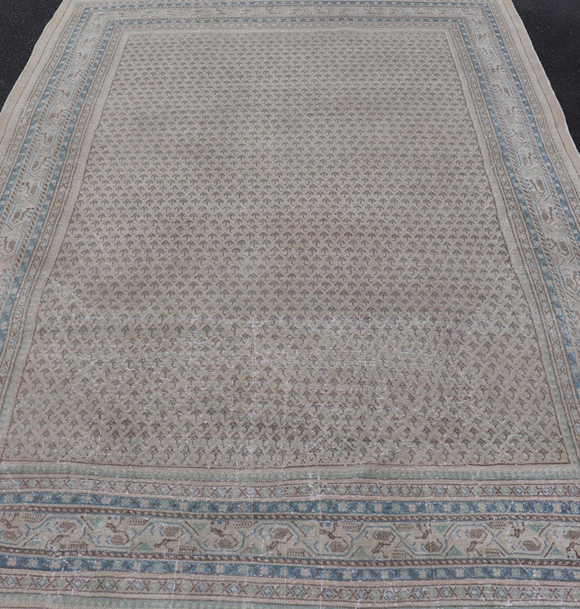 Minimalist Design Vintage Persian Tabriz Rug with All-Over Small Scale Design For Sale 8