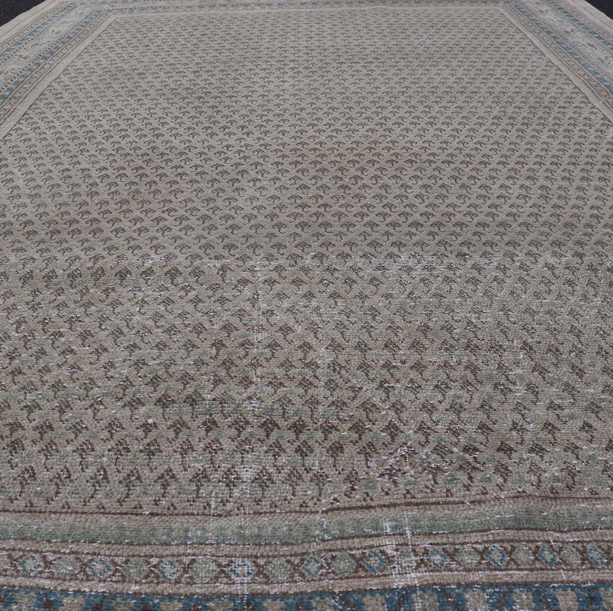 Minimalist Design Vintage Persian Tabriz Rug with All-Over Small Scale Design For Sale 9