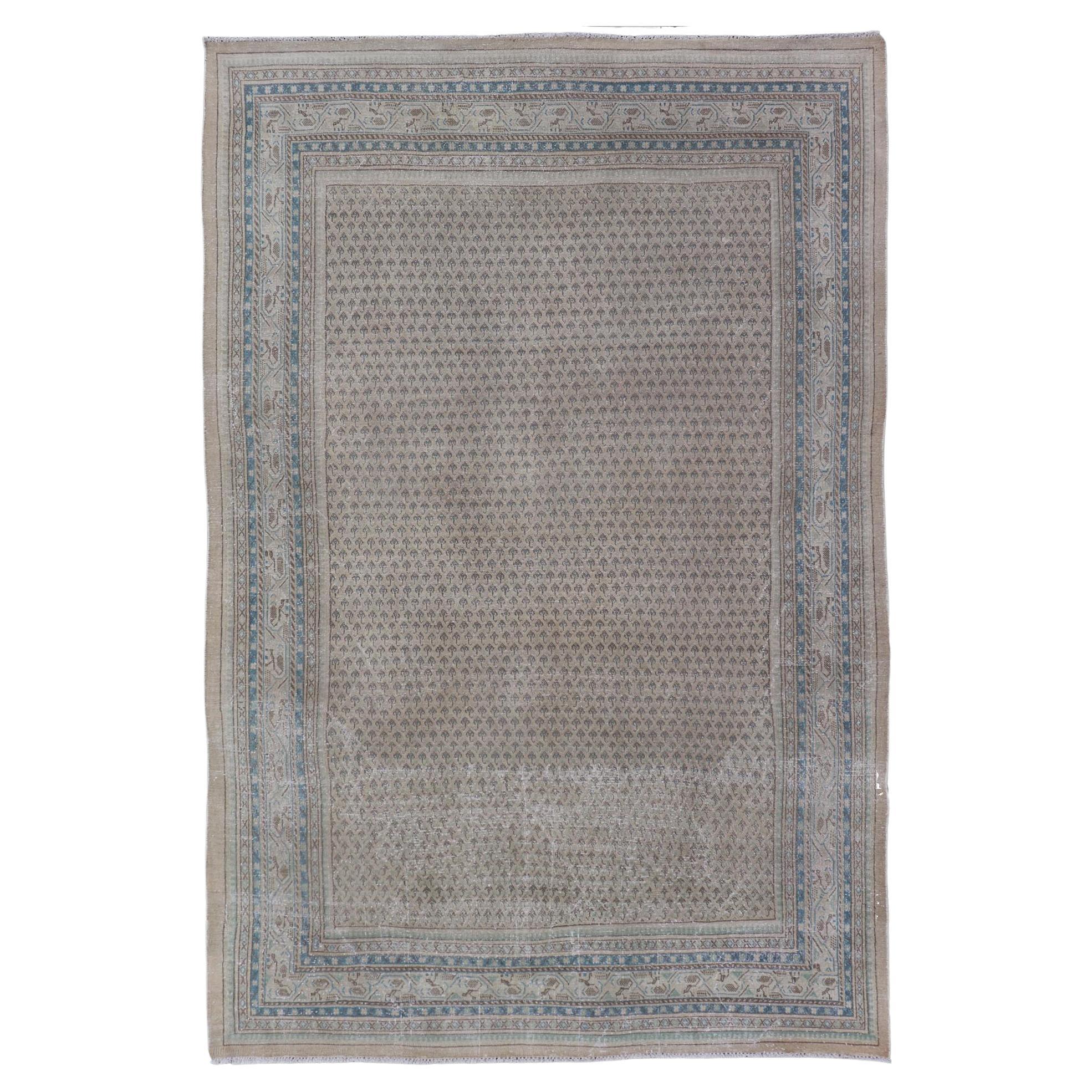 Minimalist Design Vintage Persian Tabriz Rug with All-Over Small Scale Design For Sale