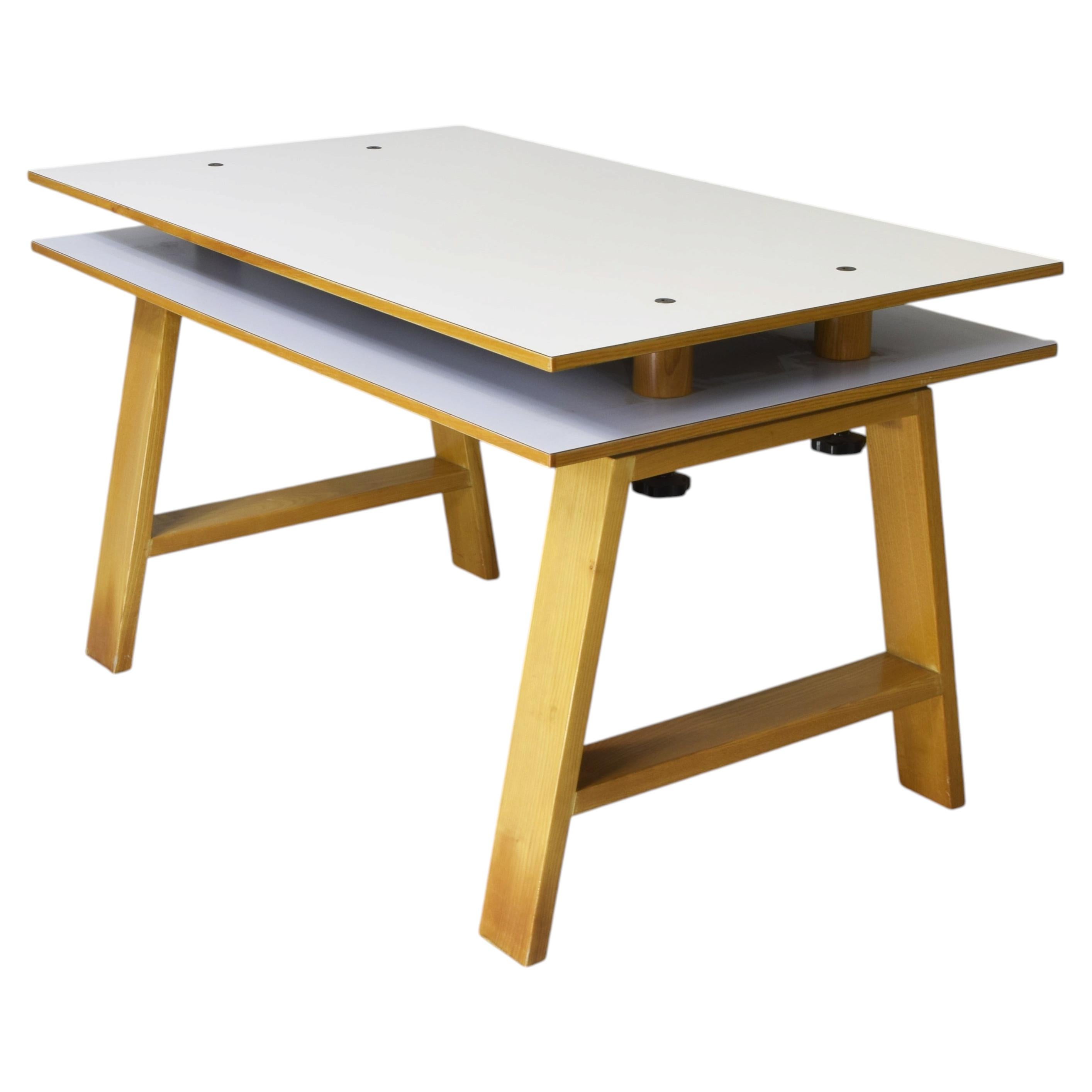 Italian Minimalist Desk in Beech Wood Mid-Century Modern 1983