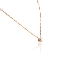 Minimalist Diamond Chain Necklace in 18k Solid Rose Gold, Thanksgiving Gift