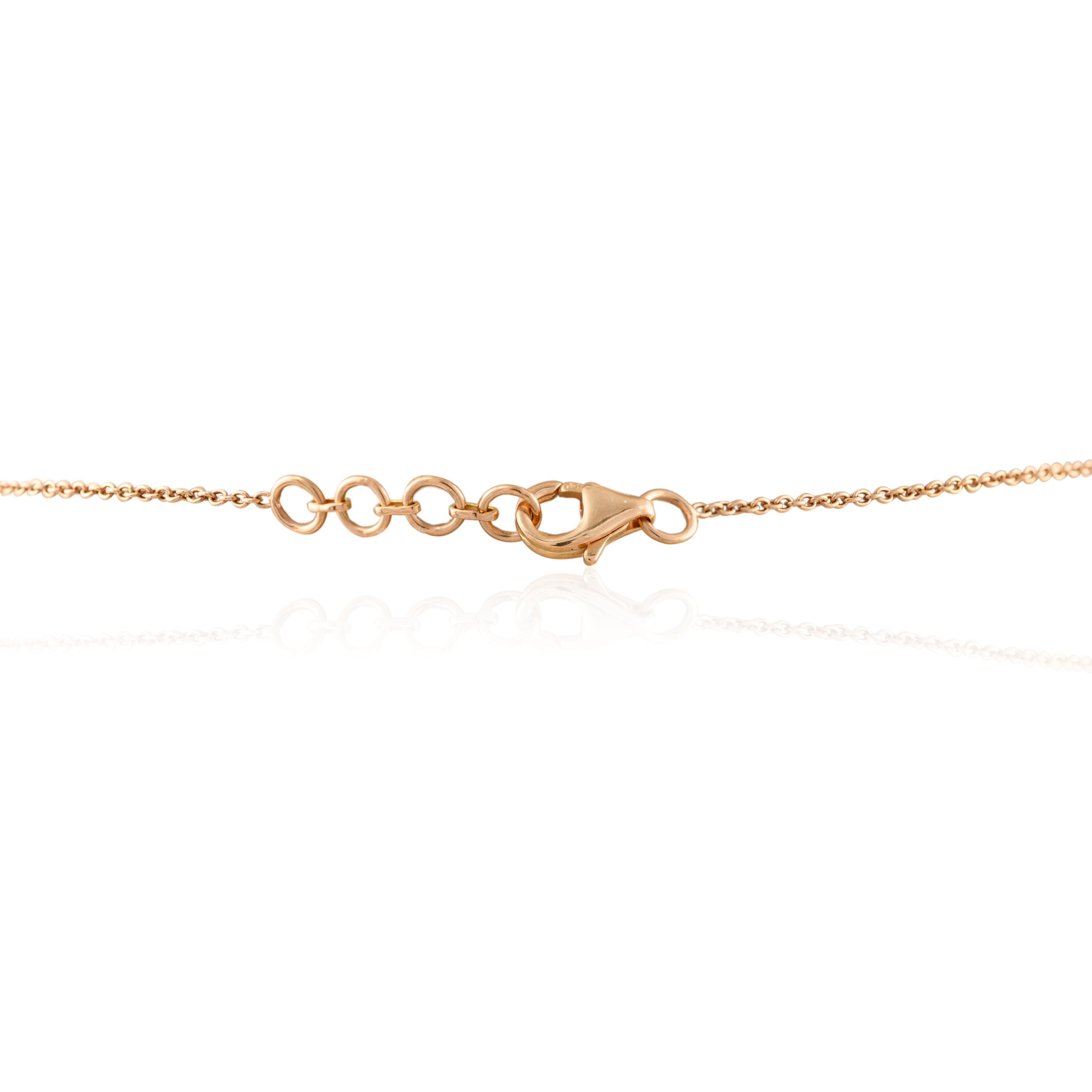 Minimalist Diamond Chain Necklace in 18k Solid Rose Gold, Thanksgiving Gift In New Condition For Sale In Houston, TX