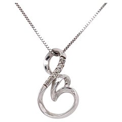 Minimalist Diamond Pendant Necklace, 14k White Gold, Japanese jewelry, Estate
