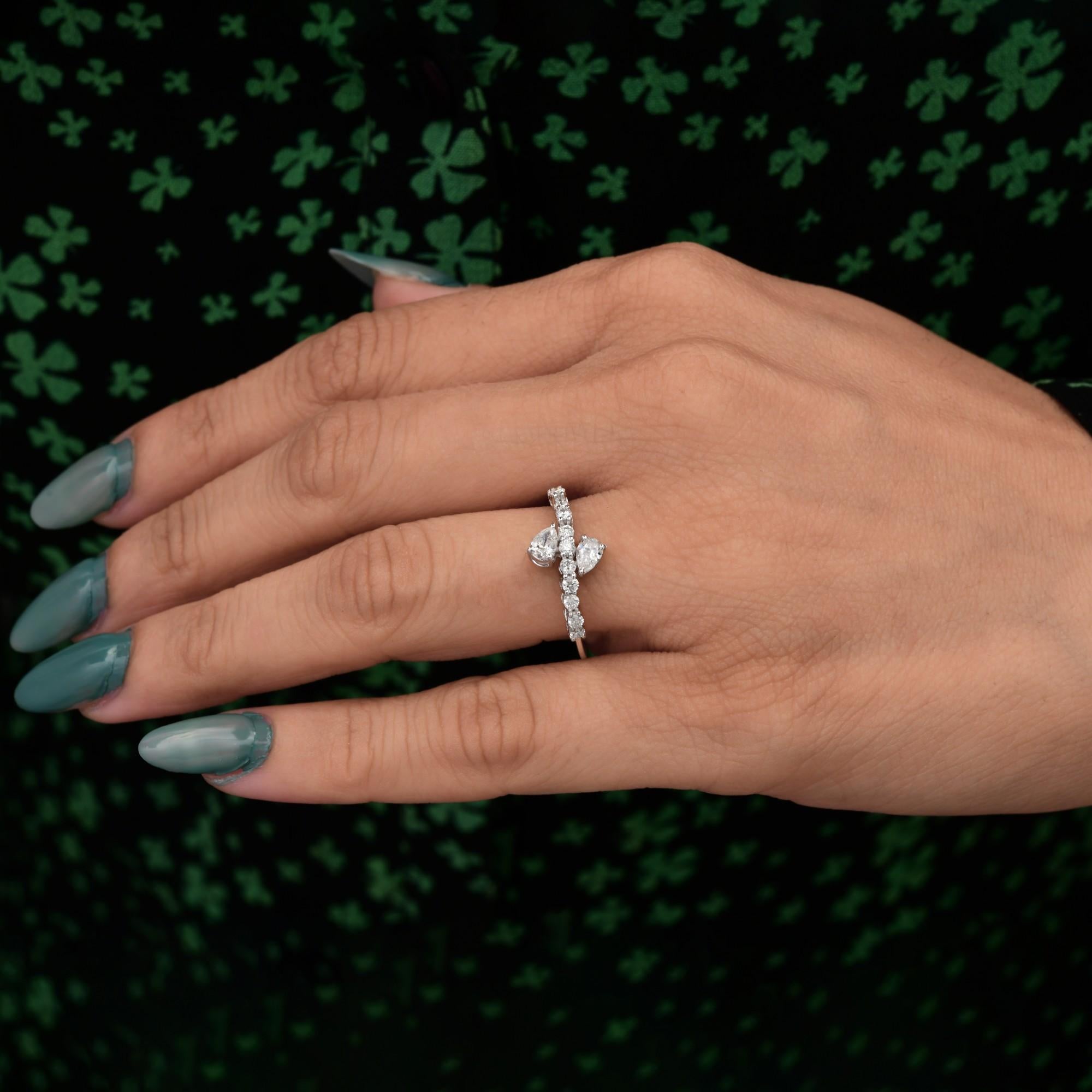 For Sale:  Minimalist Diamond Ring with Mixed Cut in 18k Solid Gold Fine Jewelry 2
