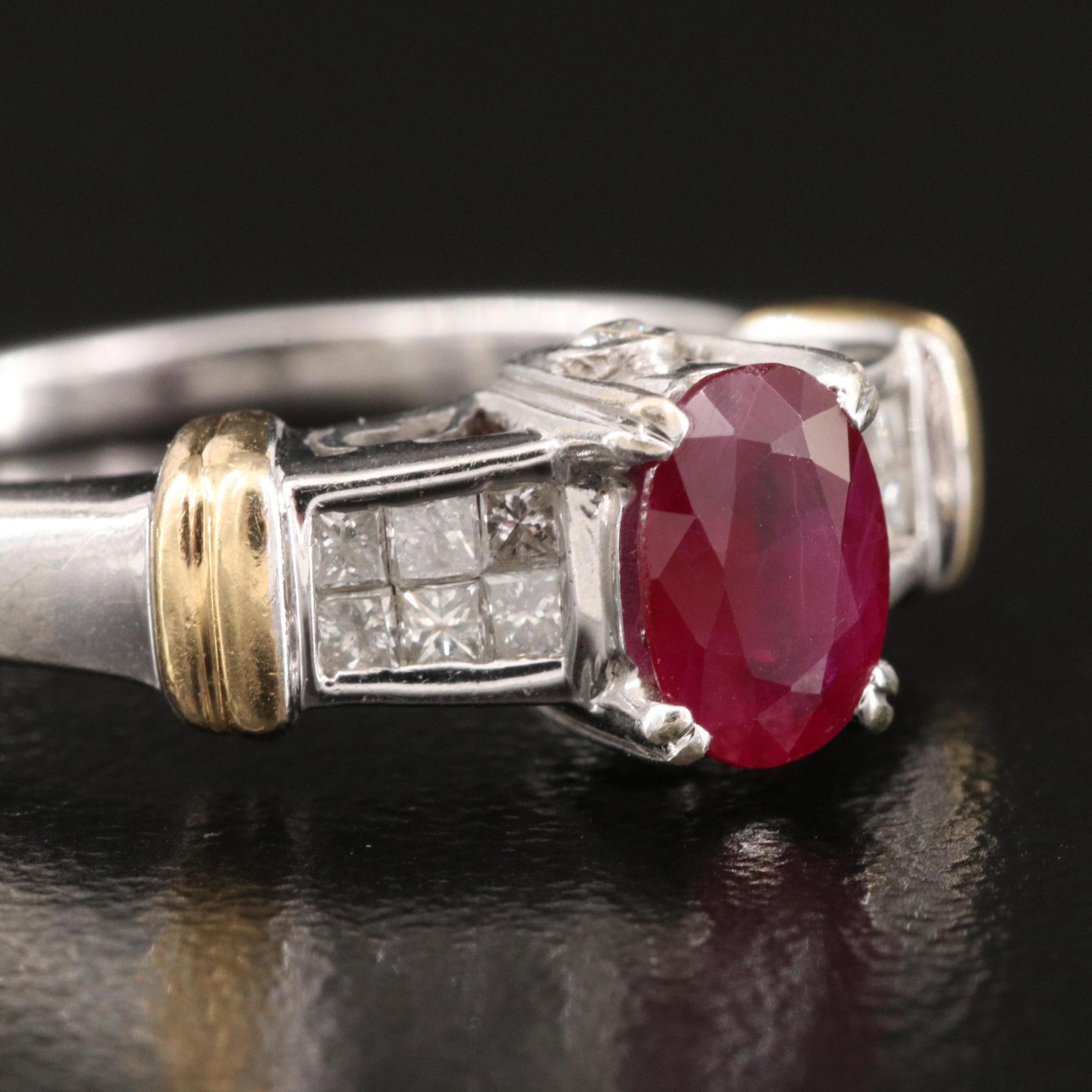 For Sale:  Minimalist Diamond Ruby Engagement Ring, Victorian Ruby White Gold Wedding Ring 5