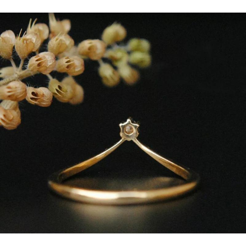 Minimalist Diamond Wedding Ring V Band 14k Solid Gold Diamond Band Birthday Gift
Light weight can be worn everyday

Additional information:
Condition: New with tags: A brand-new, unused, and unworn item (including handmade items) in the original
