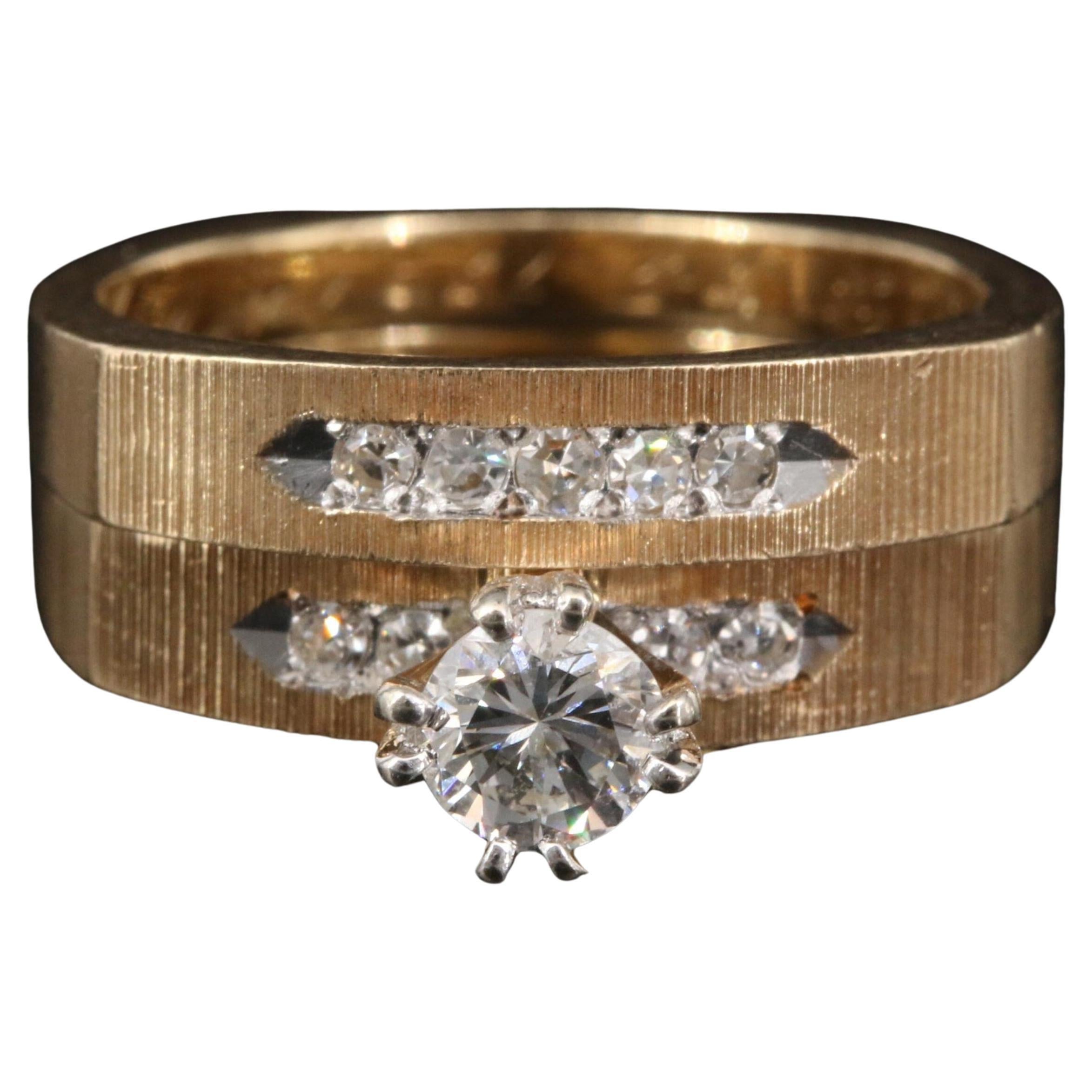 Customizable Vintage Diamonds Wedding Ring Set, Victorian Engagement