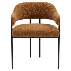 Minimalist Dining Chair in Wooly Bouclé & Metal Frame - Mondo Design Studio