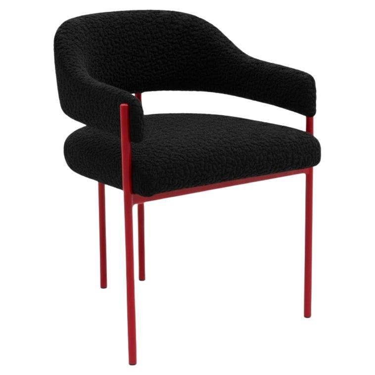Minimalist Dining Chair in Wooly Bouclé 
Metal Frame - Mondo Design Studio