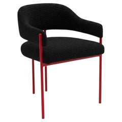 Minimalist Dining Chair in Wooly Bouclé & Metal Frame - Mondo Design Studio