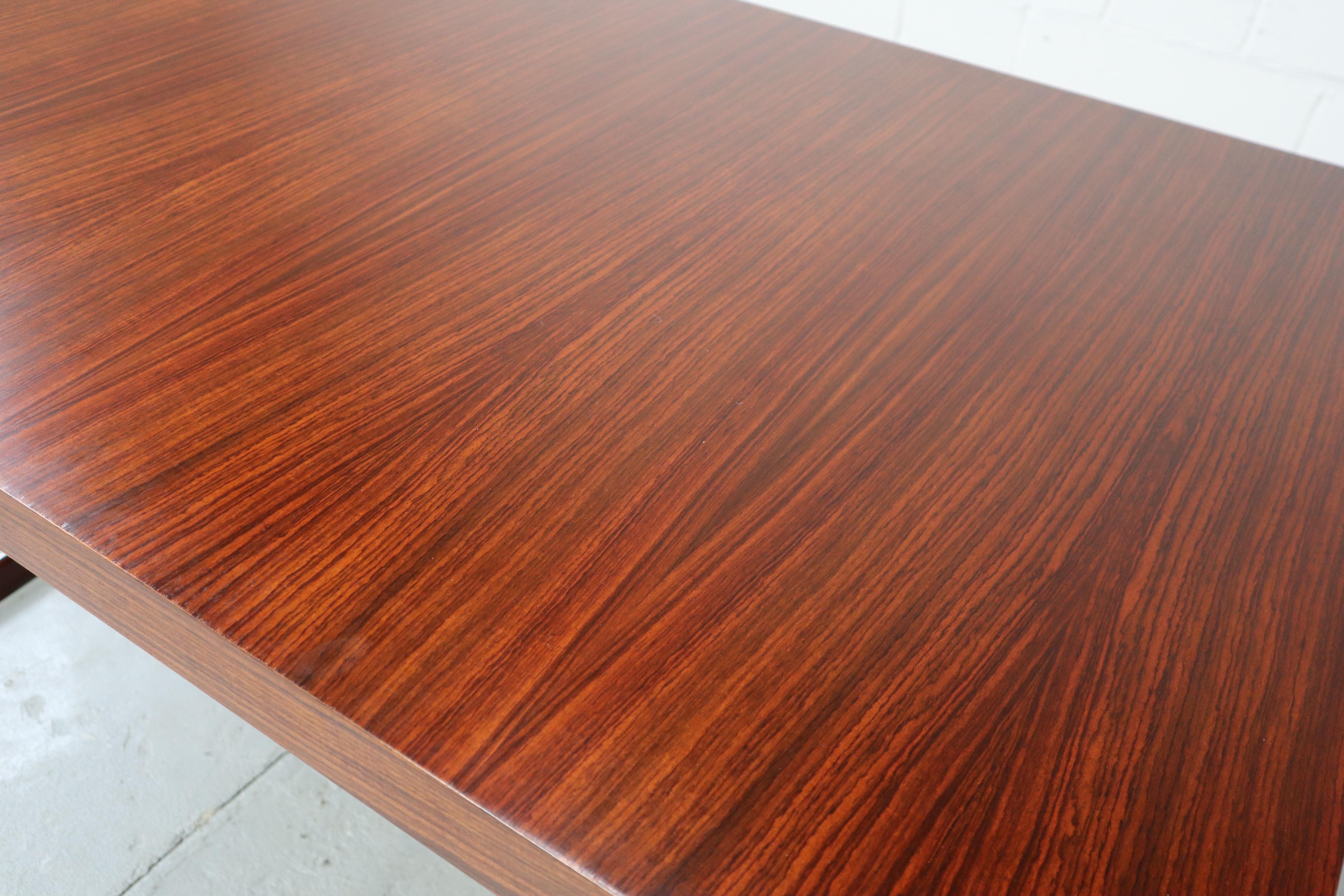 Minimalist dining table in Indian Rosewood and chrome, Belgium 1967 6