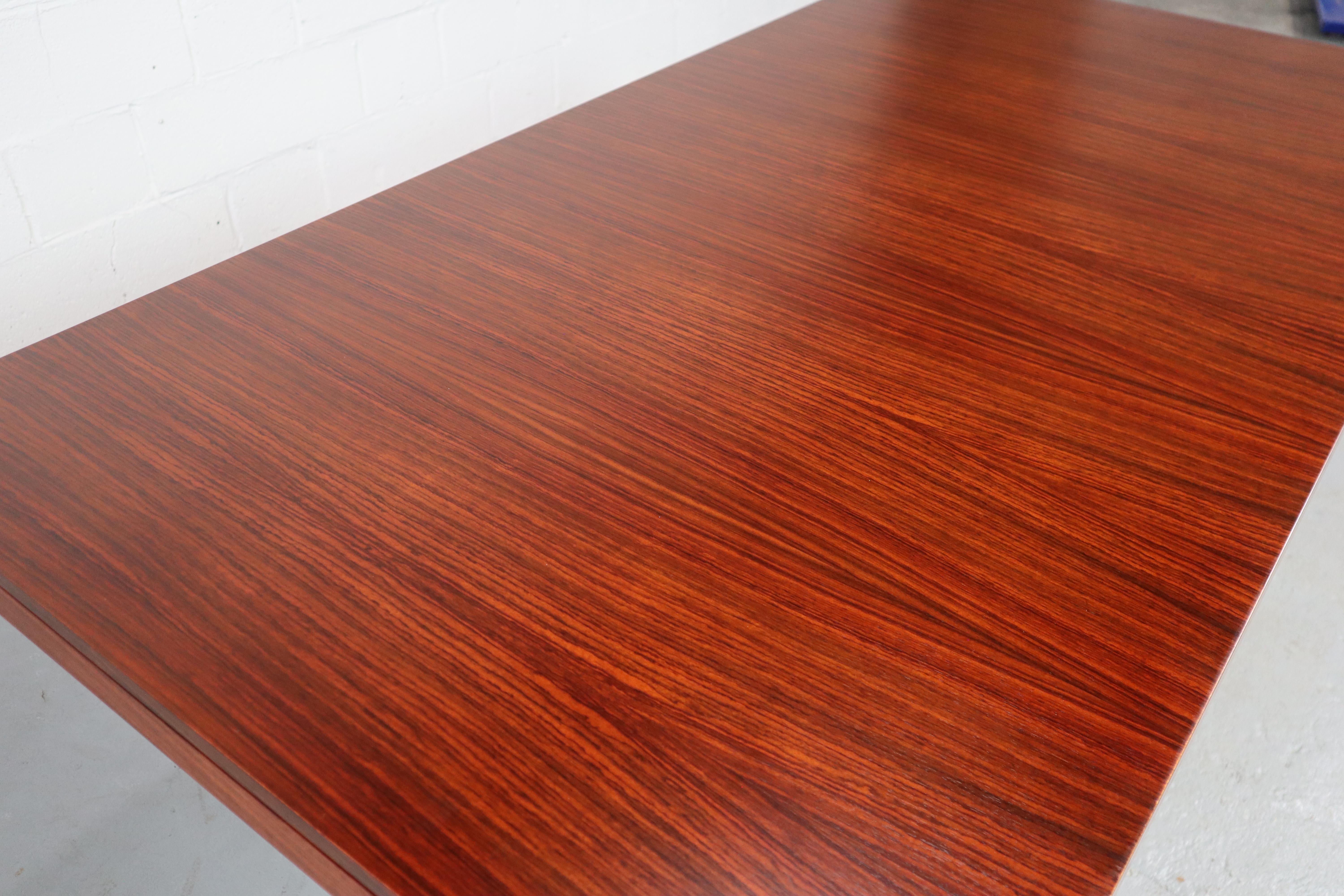 Minimalist dining table in Indian Rosewood and chrome, Belgium 1967 7