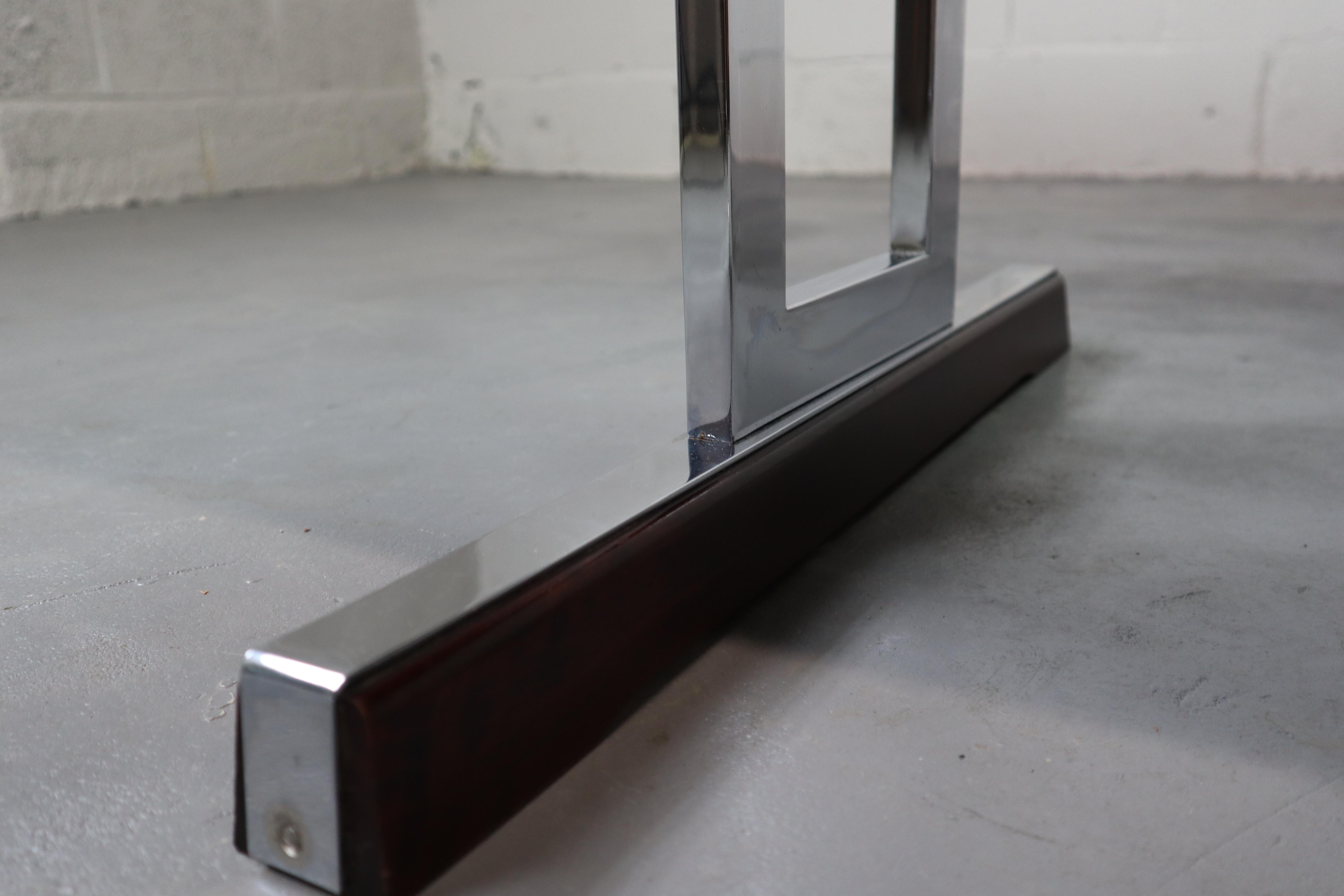 Mid-20th Century Minimalist dining table in Indian Rosewood and chrome, Belgium 1967