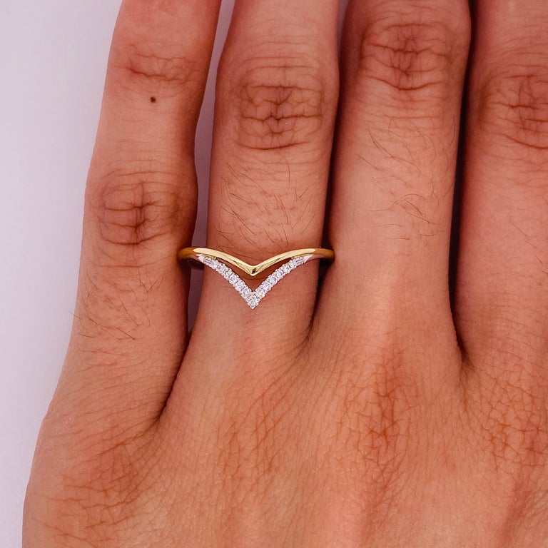 Customizable Minimalist Double Chevron Diamond Ring in Two-Tone 14k Gold  LR51826M45JJ LV For Sale at 1stDibs