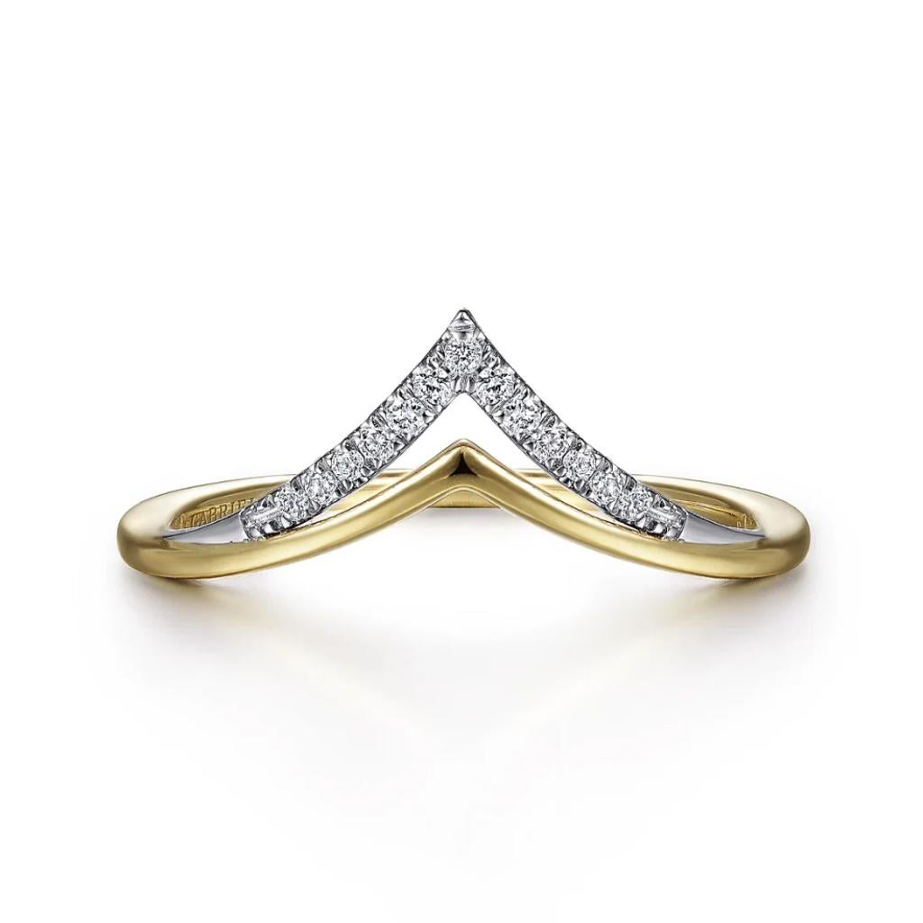 For Sale:  Minimalist Double Chevron Diamond Ring in Two-Tone 14k Gold LR51826M45JJ LV 5