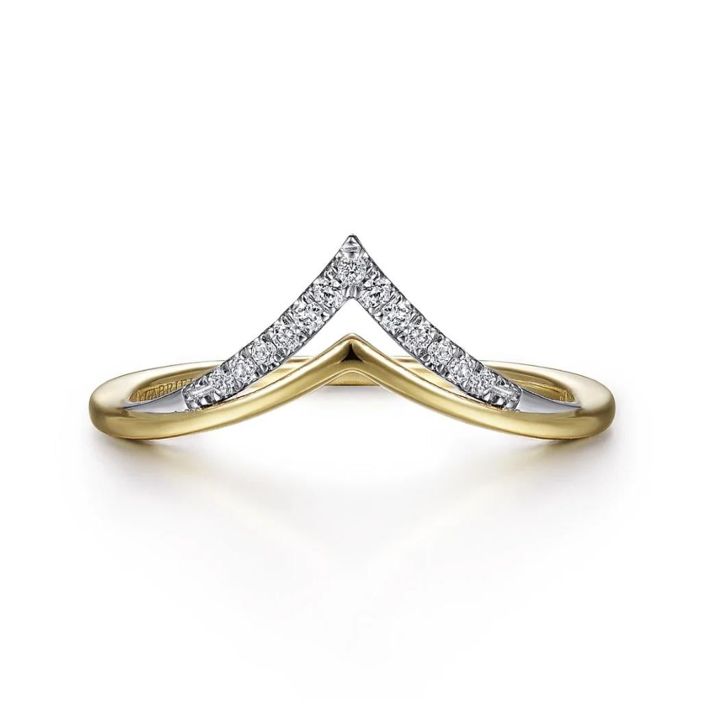 En vente :  Bague minimaliste à double chevron en or bicolore 14 carats LR51826M45JJ LV 5