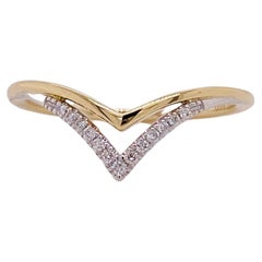 Minimalist Double Chevron Diamond Ring in Two-Tone 14k Gold LR51826M45JJ LV