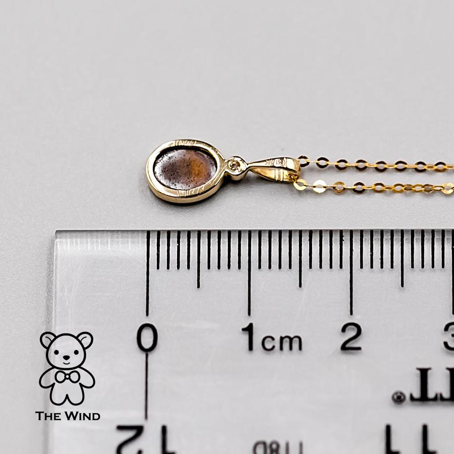 Minimalistische Halskette mit Anhänger, Doublet Opal Diamant 14k Gelbgold (Brillantschliff)