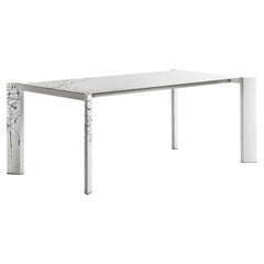 Minimalist Dripping Table Aluminium Extendable White Handpainted Pollock Homage