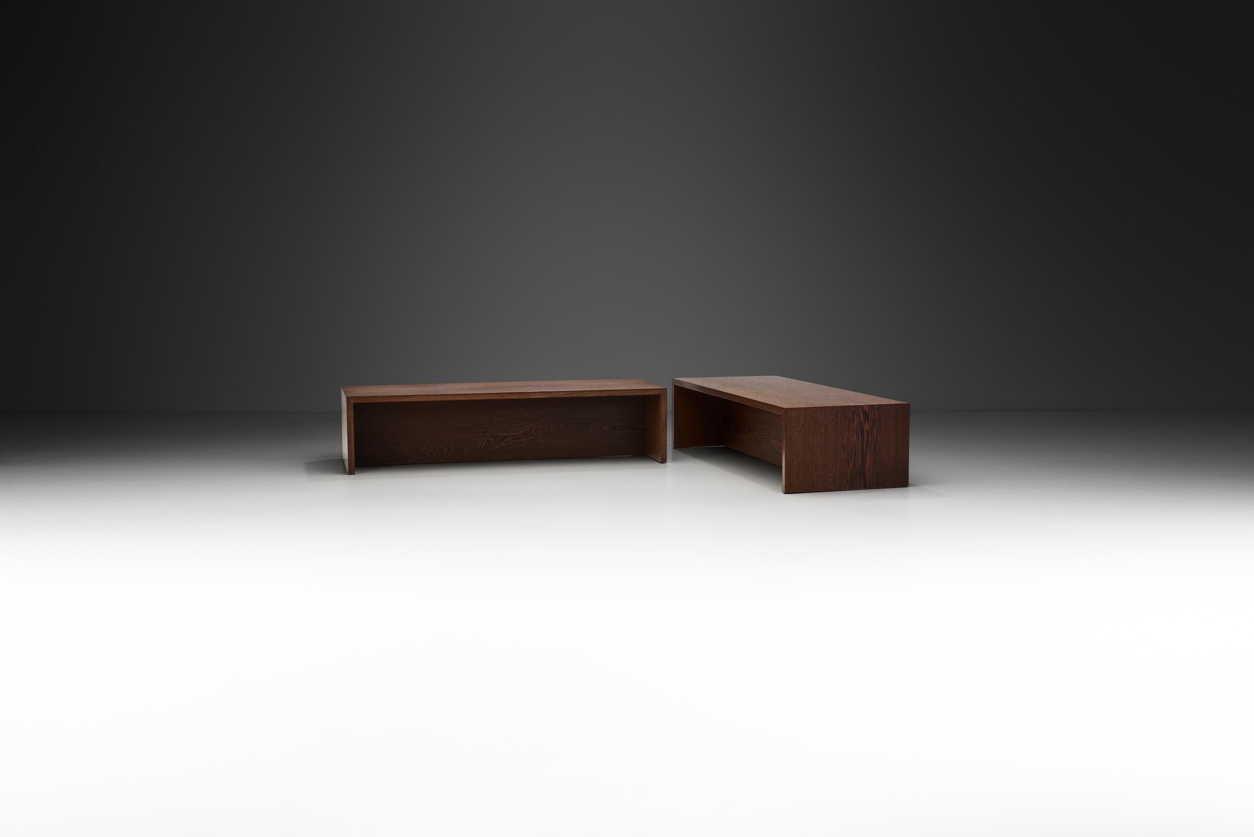 Late 20th Century Minimalist Dutch Wenge Benches, Netherlands, Ca 1970s For Sale