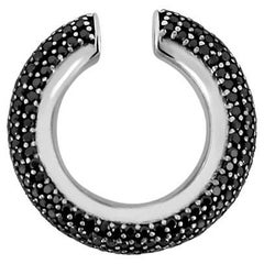 Minimalist Ear Cuff In Sterling Silver With Black Diamonds