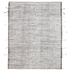 Minimalist earth-inspired texture with striations Ivory Brown Wool 9'2''x11'2''