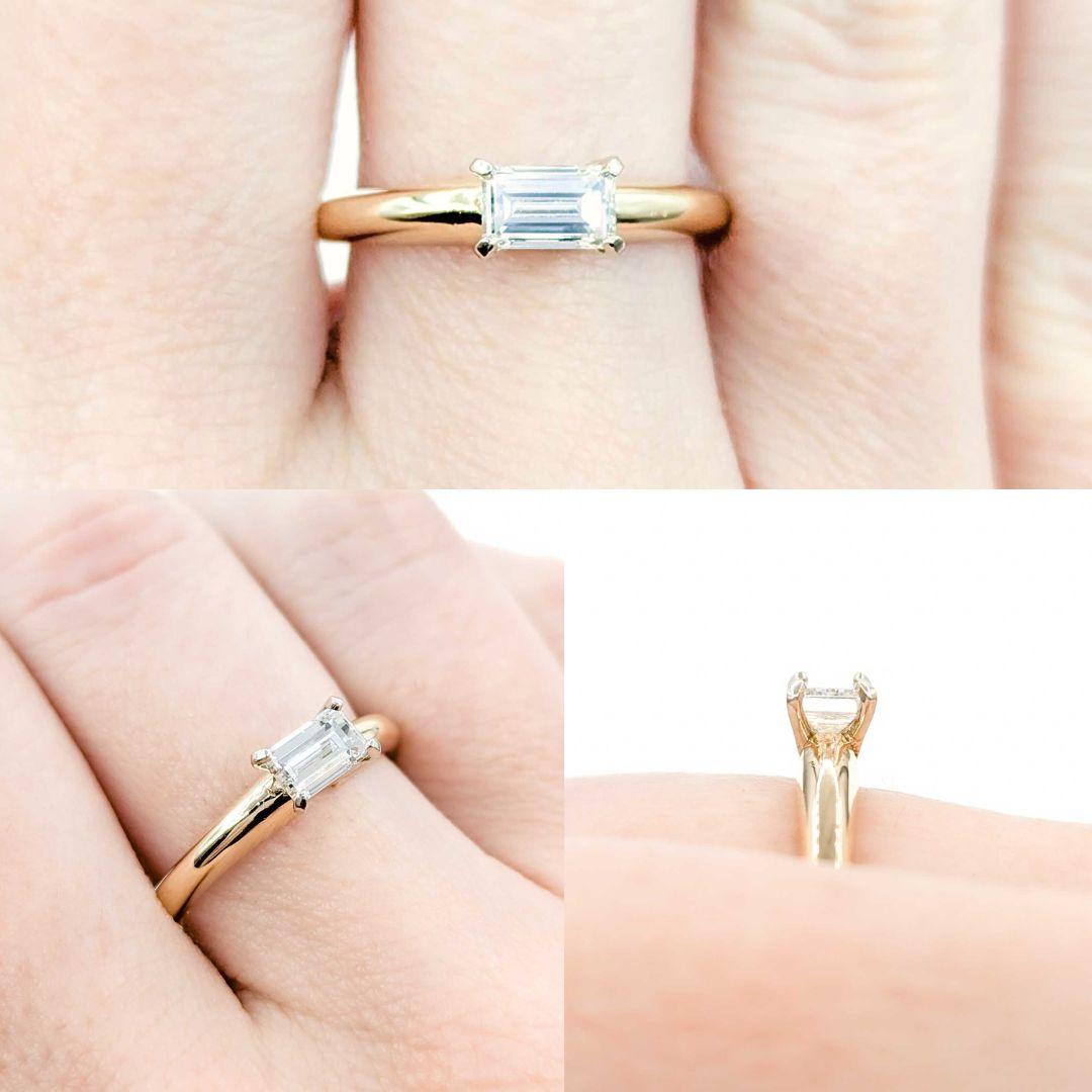 Minimalist East West Emerald Cut Diamond Ring in Yellow Gold

This minimalist emerald-cut diamond solitaire ring is both elegant and timeless. Crafted in luminous 14k yellow gold, it showcases a stunning .61ct emerald-cut diamond, renowned for its