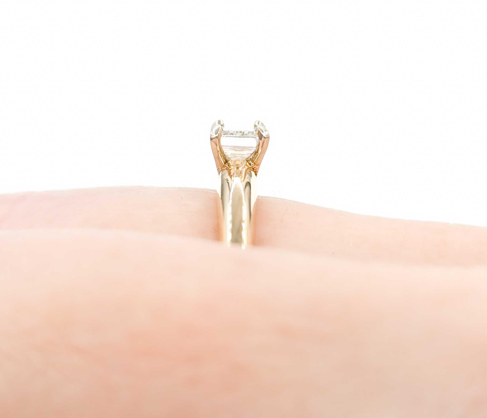 Modern Minimalist East West Emerald Cut Diamond Ring in Yellow Gold