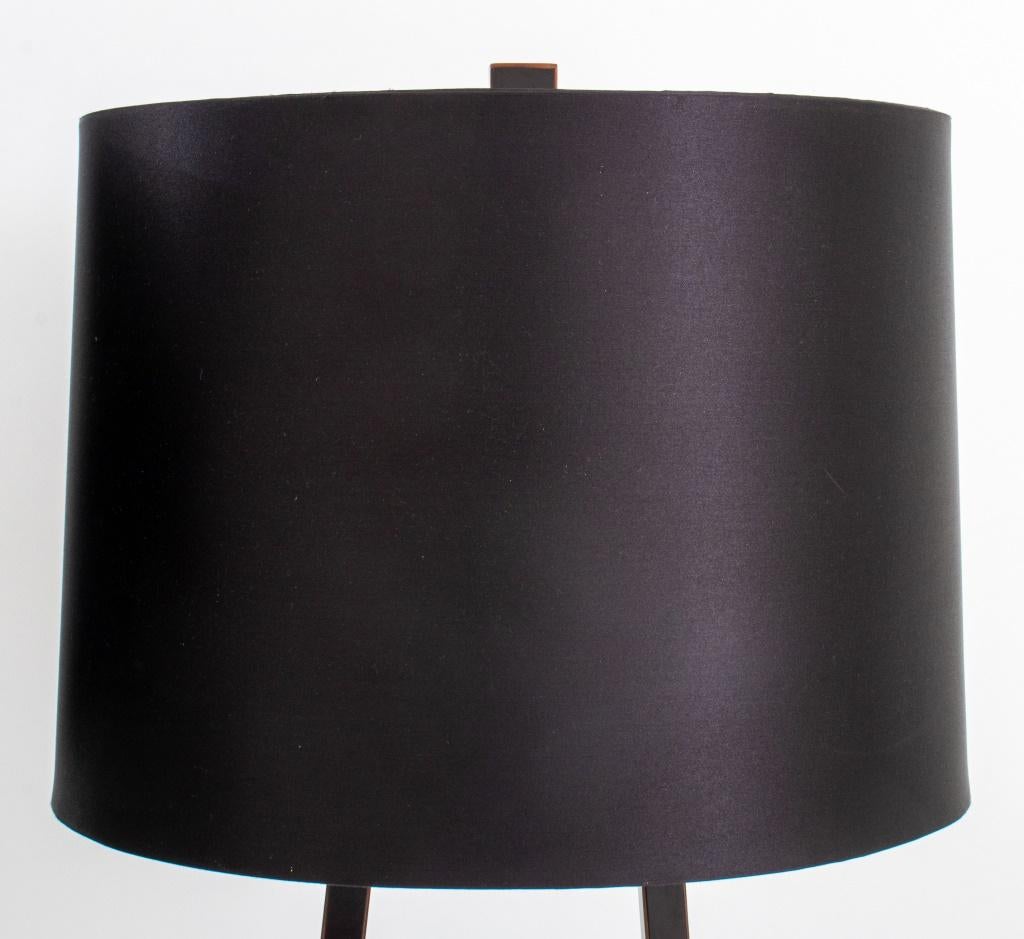 Minimalist Ebonized Metal Table Lamp, Pair In Good Condition In New York, NY