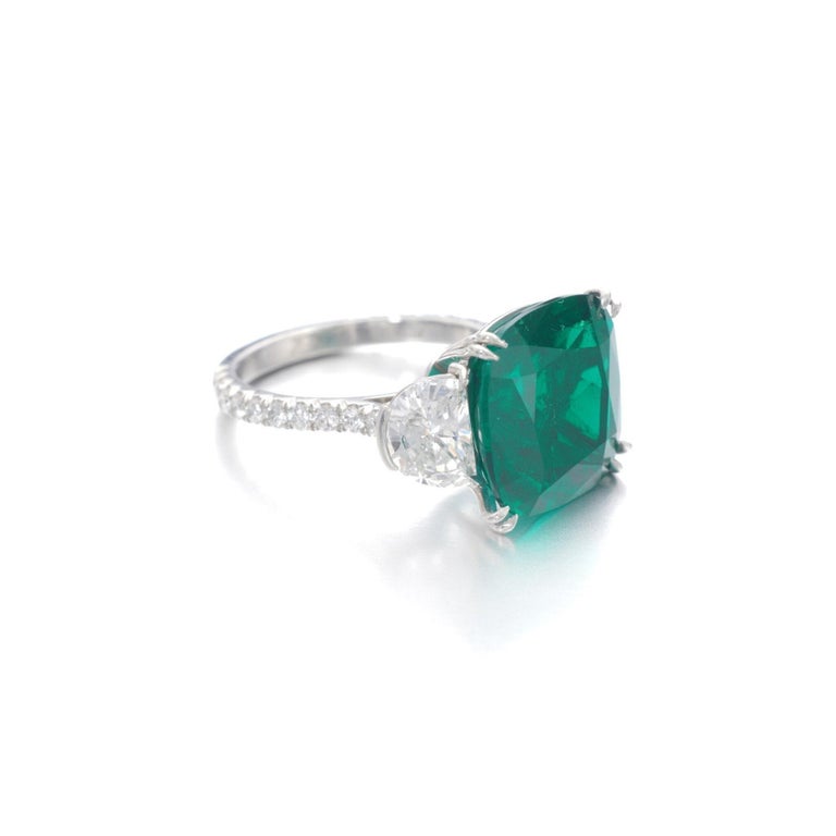 Customizable Minimalist Emerald Engagement Ring, Diamond Statement Ring