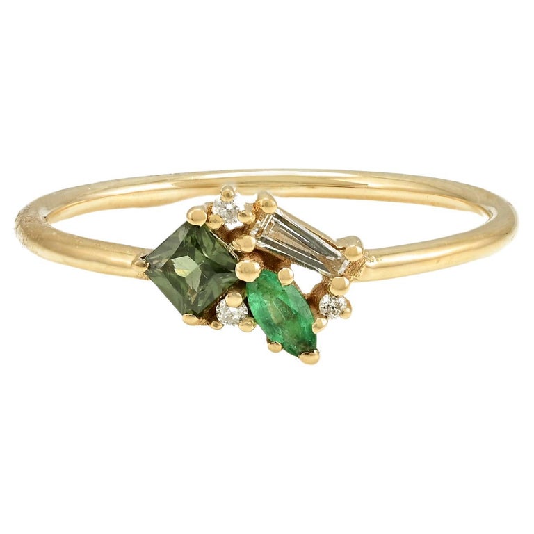 Bague En Or Jaune 18 Carats Avec Pierres Colorées - Taille 58 - Occasion