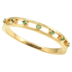 Bague empilable en or jaune massif 18 carats avec émeraude naturelle de 1,4 mm