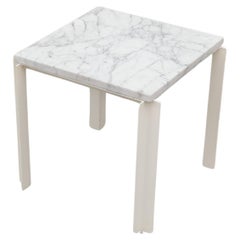 Minimalist Enameled Metal and Marble Side Table