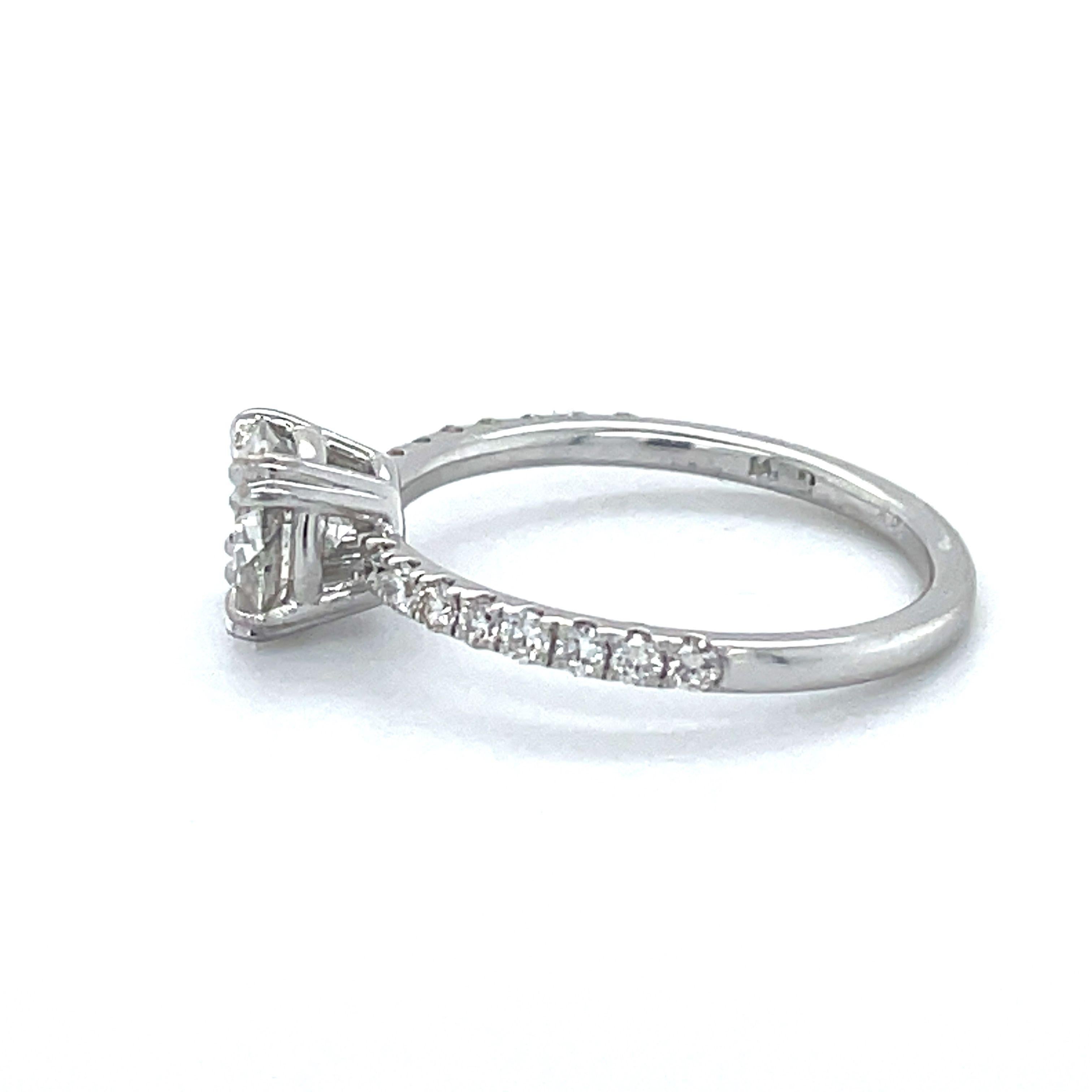 minimalist engagement ring, 1.48ct diamond engagement ring, 14K white gold, pave For Sale 1