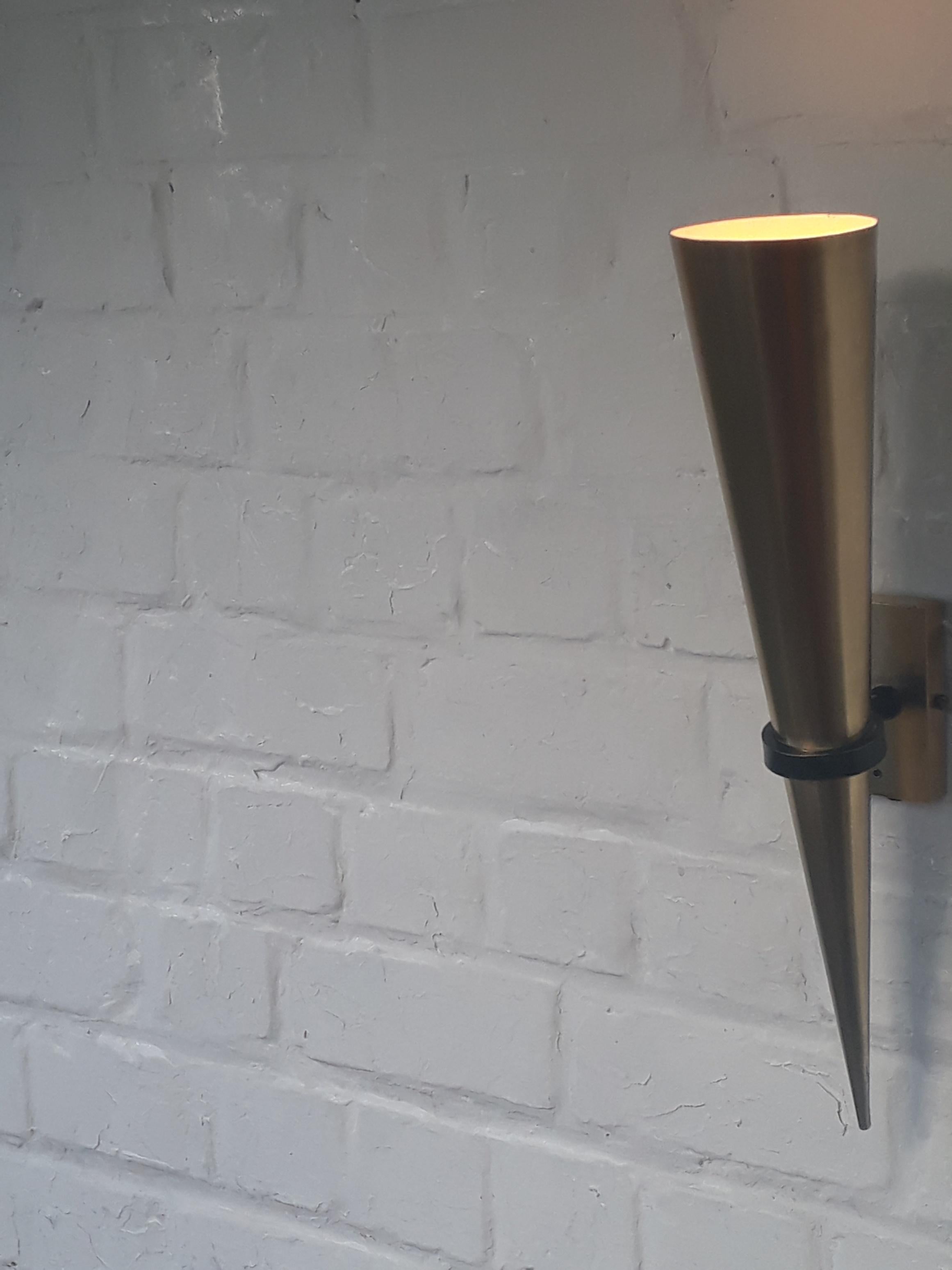 Minimalist European Full Brass Cone Shaped Wall Sconce For Sale 5