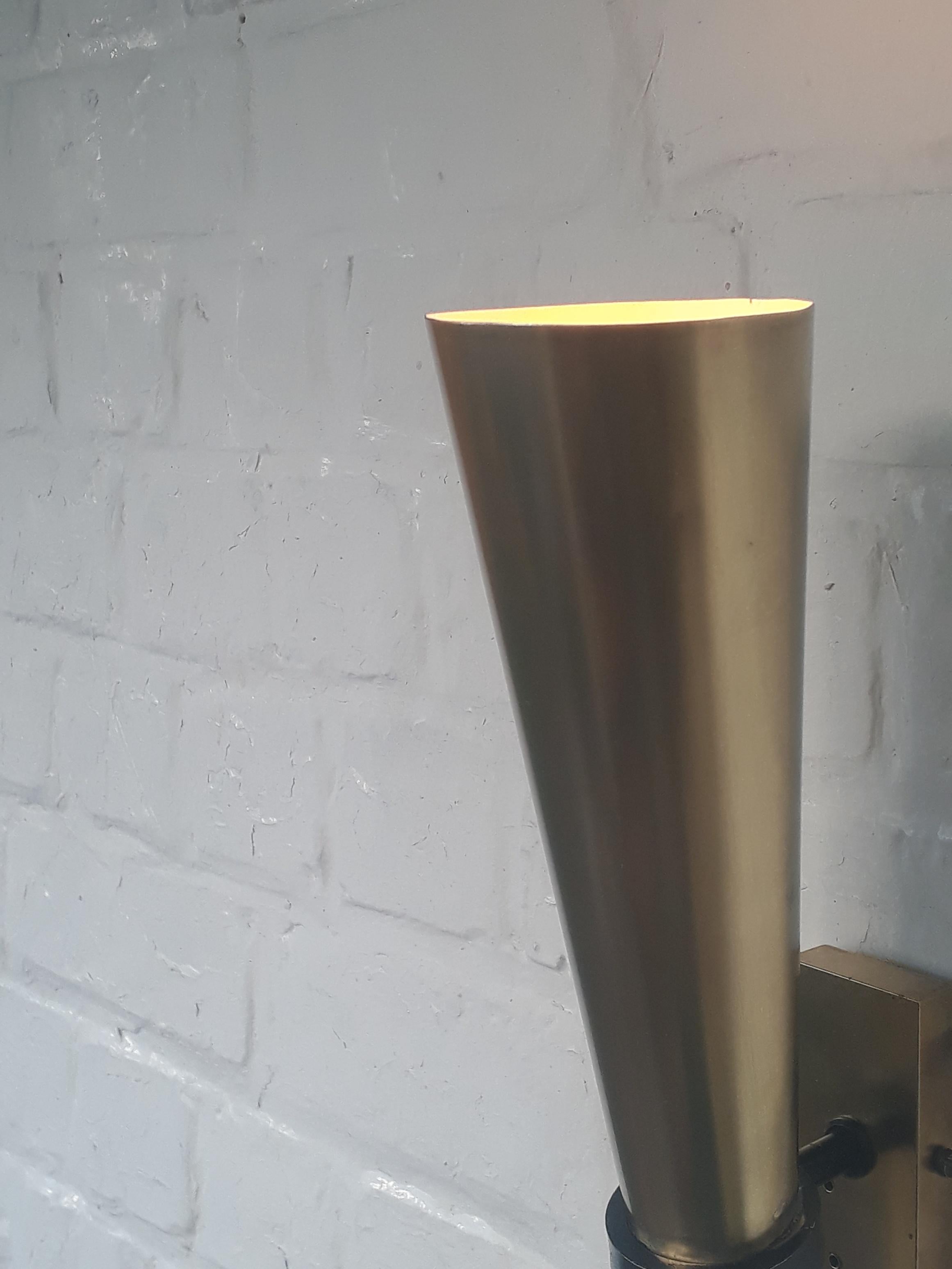 Minimalist European Full Brass Cone Shaped Wall Sconce For Sale 3
