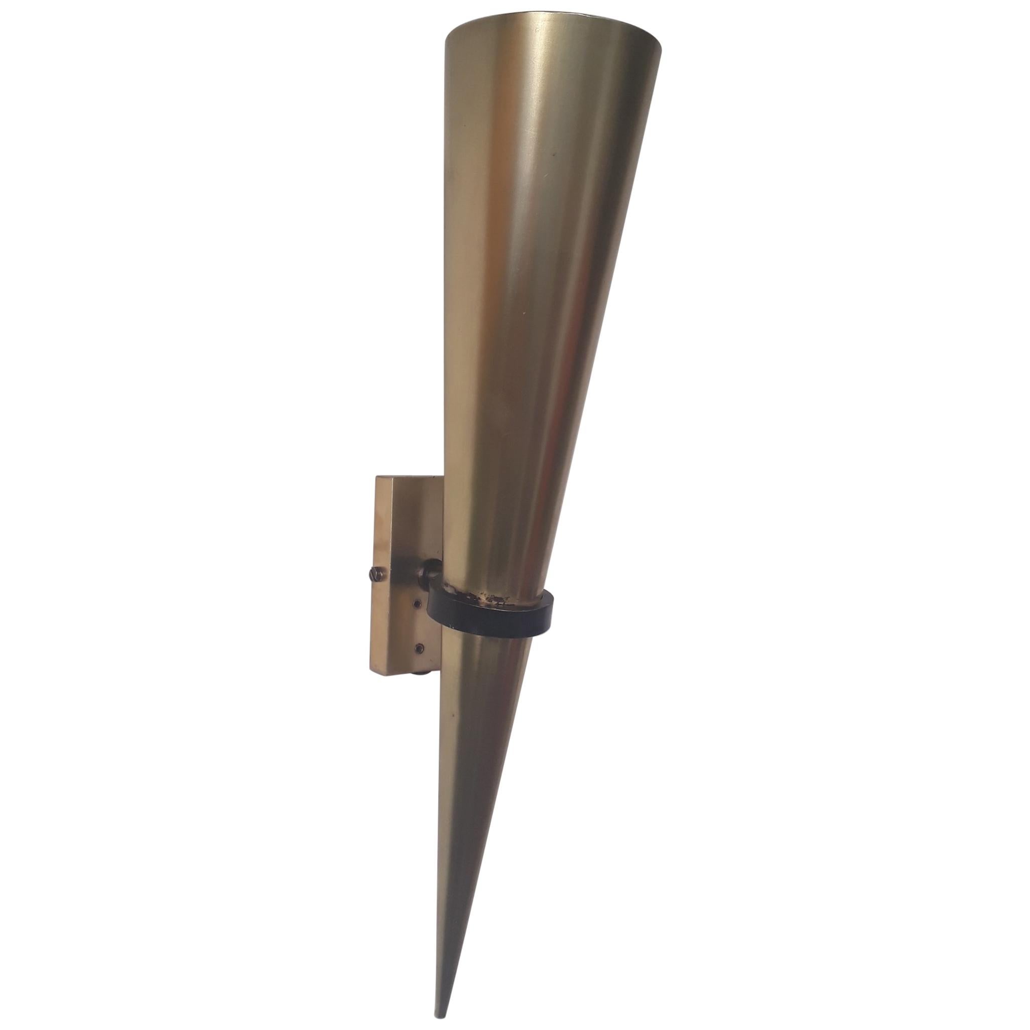 Minimalist European Full Brass Cone Shaped Wall Sconce For Sale