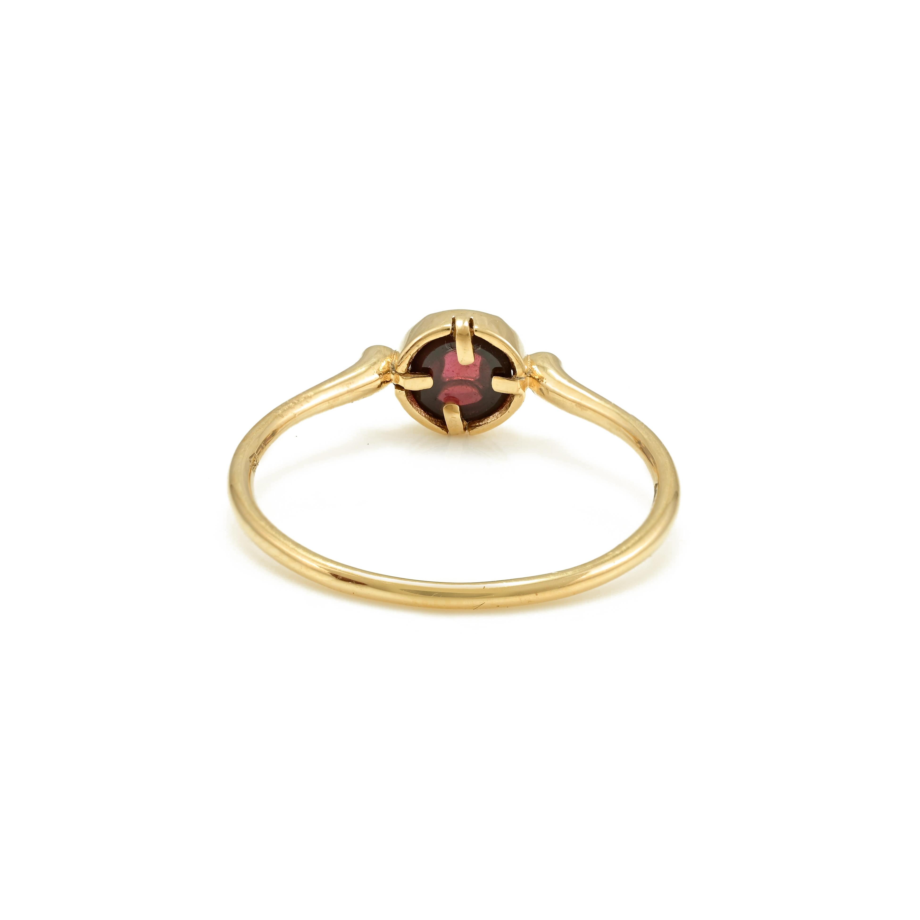 For Sale:  Everyday Minimalist Garnet Ring in 18k Solid Yellow Gold For Her 5