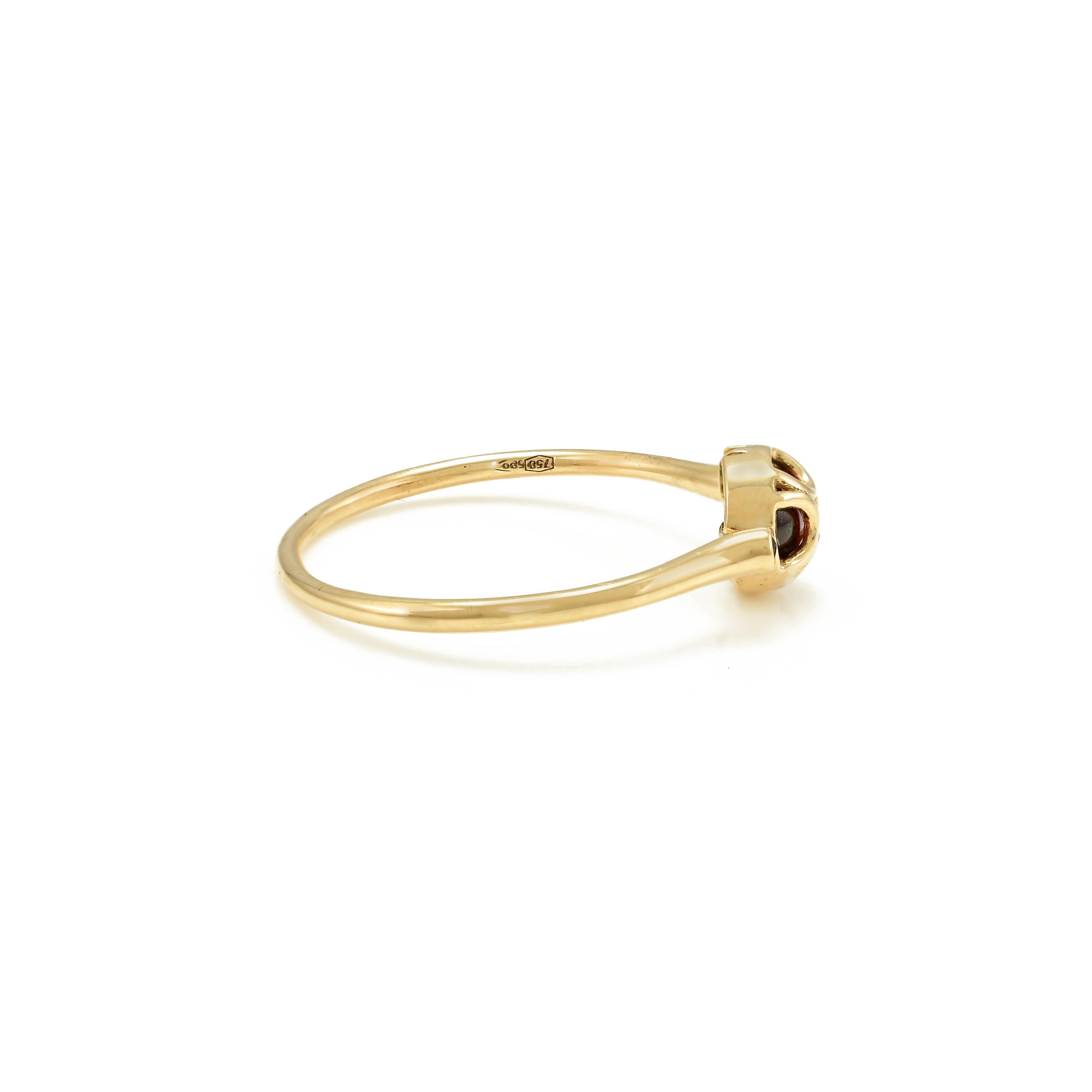 For Sale:  Everyday Minimalist Garnet Ring in 18k Solid Yellow Gold For Her 7